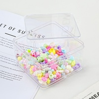Boîte de rangement en plastique PS transparente carrée de 9,5x9,5x4 cm pour bijoux, cadeaux, bonbons et emballages de sushis, écologique