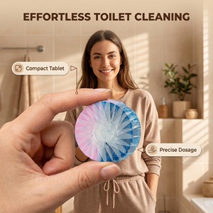 Tablettes nettoyantes solides jetables pour réservoir de toilettes, désodorisant automatique pour toilettes, <span class=keywords><strong>bloc</strong></span> bleu rose - Product Image 4