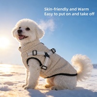 Harnais-manteau d'hiver pour chien - Gilet respirant doublé polaire épais et chaud à imprimé animal avec boucle de laisse pour usage extérieur