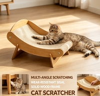 Lit de repos pour chat surélevé en bois stable avec surface en sisal naturel, idéal pour chats à poils longs et courts