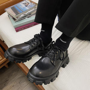 รองเท้าหนังผู้ชายสไตล์อังกฤษยุปปี้ รองเท้าลำลองและรองเท้าทางการสไตล์เกาหลีสุดเทรนดี้ รองเท้าเสริมส้นทรงหนาเพิ่มความสูง - Product Image 2