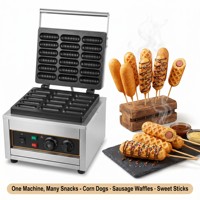 Machine à gaufres à hot-dogs français en acier inoxydable, 18 bâtonnets, réglable 50-300°C, pour corn-dogs et gaufres en forme de sucette, machine à snacks commerciale