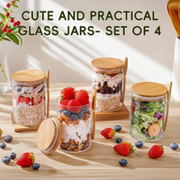 Bocaux de conservation en verre hermétiques avec couvercle et cuillère en bambou, verre borosilicate de haute qualité pour grains de café, récipients alimentaires de cuisine