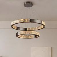 Lampe suspendue LED personnalisée en acier inoxydable avec cristaux, réglable 3 couleurs, angle de faisceau de 180 degrés, haute luminosité, pour table à manger