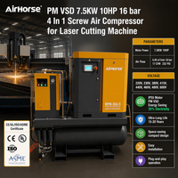 Compresseur d'air industriel à vis intégré 7,5 kW avec sécheur 4 en 1, réservoir d'air, filtre, état neuf, moteur à aimant permanent VSD 1000 Pounds