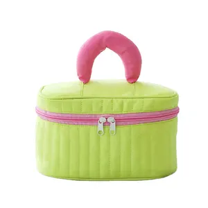 حقيبة مكياج بألوان الحلوى للفتيات ، حقيبة تنظيم فرشاة ، حقيبة أدوات تجميل محمولة ، حزام مبطن ، حقيبة مستحضرات تجميل بشريط