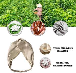 Vente en gros Bandeau de cheveux de luxe de haute qualité avec logo personnalisé Bandeau pour femmes 100% soie de mûrier Super lisse et doux - Product Image 2