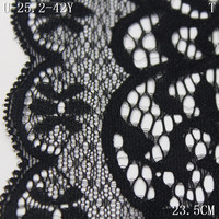 Vente en gros de dentelle extensible florale de 23 cm, dentelle élastique, bordure en dentelle noire pour lingerie, sous-vêtements, décoration de vêtements
