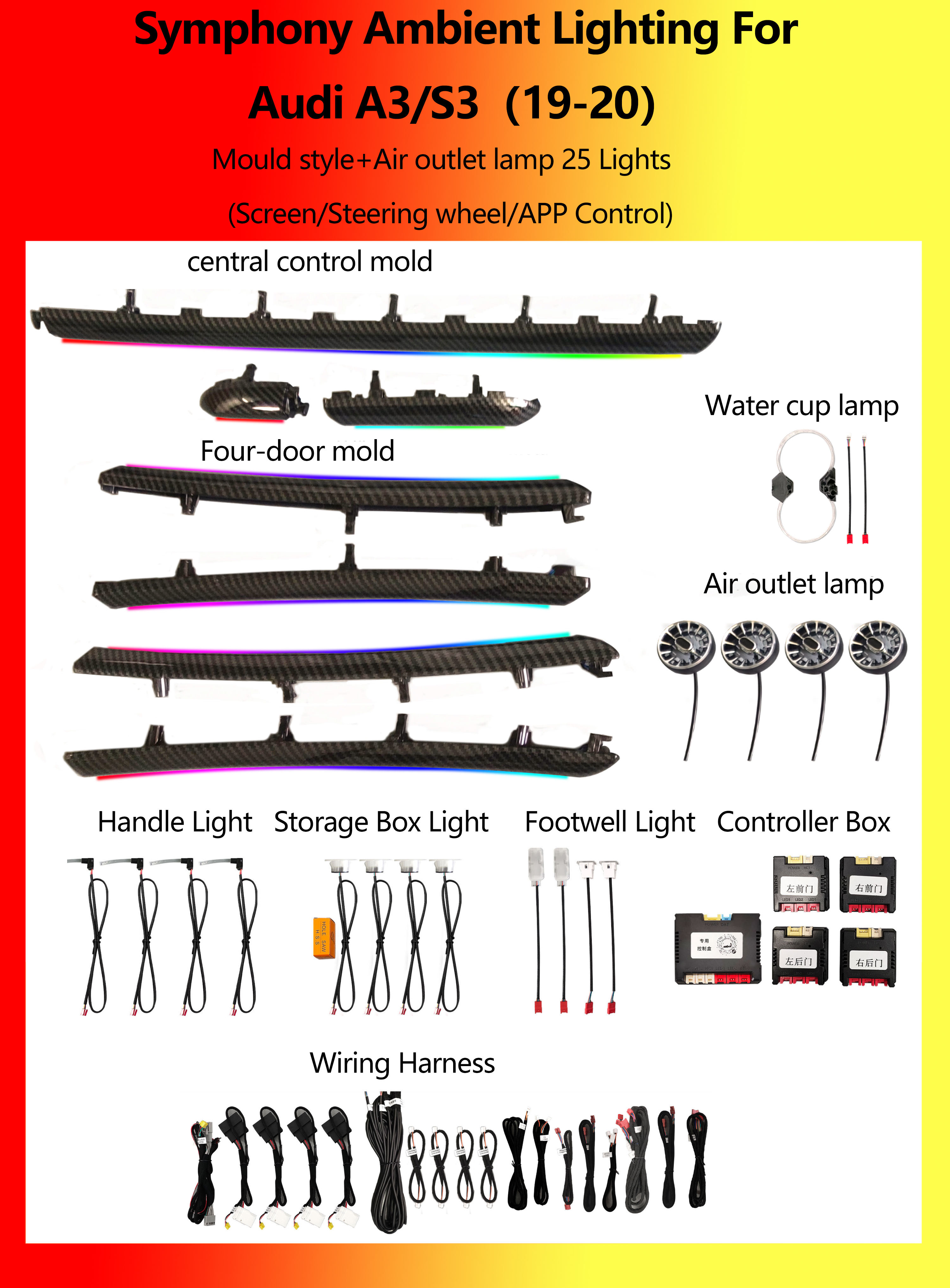Audi A3/S3 Mould style+Air outlet lamp Symphony 25 Lights
