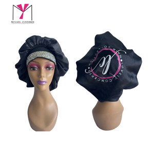 Fabbundles Satin <b>Bonnet</b> Purple With Glitter Band 54-56cm Fashion Sleep Hat For Women Home Use - Product Image 4