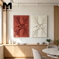 Decoración para el Hogar, Arte Mural de Tela Texturizada 3D de 2 Paneles, Lienzo Abstracto con Nudos, Pintura Hecha a Mano, Cuadro para Sala de Estar, Enmarcado