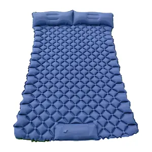 Outdoor Camping Inflatable Mattress Sleeping Pad With Pillows Easy Built In Inflator Pump Hiking Mattress