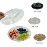 JS-S013A Petit récipient en plastique doré pour fruits mélangés, noix, raisins secs, boîte d'emballage en plastique à 3 compartiments avec couvercle transparent divisé