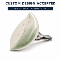Diffuseur d'huiles essentielles pour grille d'aération de voiture en céramique céladon poreuse, forme feuille, écologique, haute absorption d'air
