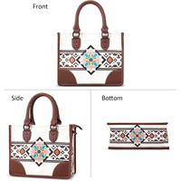 Tas koper Vintage Bohemian wanita, dompet Boho Tote Handaag bepergian belanja luar ruangan Aztec modis mewah
