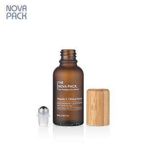 Tùy chỉnh rỗng tinh dầu cuộn trên chai nước hoa 10ml 15ml 20ml 30ml hổ phách thủy tinh mờ con lăn bóng chai với nắp tre - Product Image 5