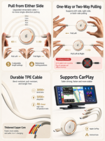 Cable de carga rápida retráctil HYTO 3 en 1 de 100W 6A con cable TPE de 1.2M y múltiples conectores CarPlay para teléfono móvil