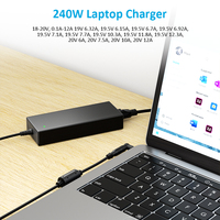 Chargeur universel pour ordinateur portable 240W 18V 19V 19.5V 20V 12A, adaptateur secteur de bureau avec 6 embouts pour HP, Dell, Lenovo, Asus, Acer, MSI