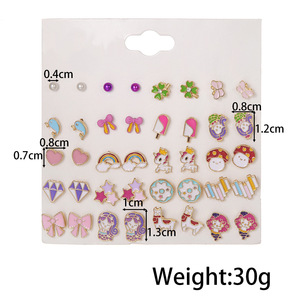 Cartoon Stud <b>Earrings</b> For Girls Colorful Zinc Alloy Drop <b>Earrings</b> With Resin <b>Posts</b> Kids Fashion Jewelry Set E1538-1 - Product Image 3