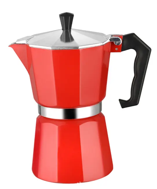 Cafetière moka italienne en aluminium noir argent rouge 1/2/3/6/9/12 tasse 50/100/150/300/450/600ml cafetière expresso vente en gros