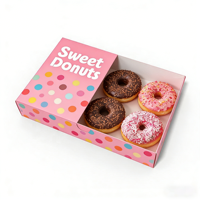 Boîtes en papier personnalisées en gros avec logo, recyclables et de qualité alimentaire, avec pelliculage mat et gaufrage pour l'emballage de donuts, biscuits, cupcakes et tartes