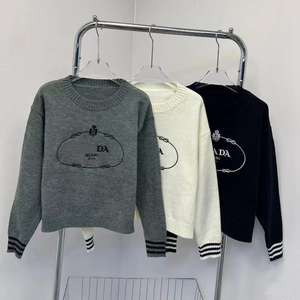 Maglione Invernale di Lusso da <span class=keywords><strong>Donna</strong></span> in 100% <span class=keywords><strong>Cotone</strong></span>, Pullover con Ricamo, Maniche Lunghe, Casual, Lavorato a <span class=keywords><strong>Maglia</strong></span> con Logo Personalizzato - Product Image 1