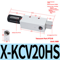 Générateur de vide pneumatique AirTAC X-KCV10/15/20/25, haute aspiration, éjecteur de vide à pression négative