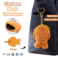 Porte-monnaie en peluche personnalisé, motif poisson Taiyaki mignon, fabrication OEM, mini pochette de rangement, sac messager, porte-clés, porte-monnaie pour usage quotidien
