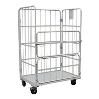 Entrepôt PU Roues Cadre en acier Heavy Duty Pliable 4 côtés Cage de sécurité Métal Mobile Rolcontainer