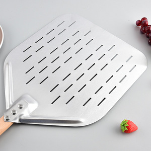 Pala per <span class=keywords><strong>Pizza</strong></span> YINHAO con Logo Inciso, Manico Lungo Staccabile in Acciaio Inox 430, Utensile Perforato per Trasferimento in Forno e Rotazione Torte - Product Image 5