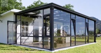 Solarium moderne en aluminium préfabriqué pour l'extérieur, avec lames orientables, double vitrage trempé, utilisation toute l'année, villas