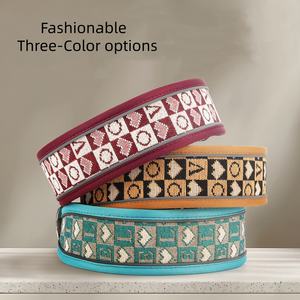 Collar para Perro de Estilo Étnico Bohemio Retro, Patrón de Bordado, Doble Capa, Grueso, Reflectante y Transpirable - Product Image 2