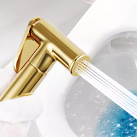 Douchette WC Bidet Moderne en Laiton Doré avec Robinet d'Angle, Écologique, Installation Facile, Support Mural et Kit Tuyau