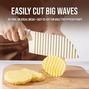 Couteau à découper ondulé en acier à haute teneur en carbone, trancheuse à pommes de terre ondulée avec manche en PP pour ustensiles de cuisine, préparation culinaire et planche à découper DIY - Product Image 2