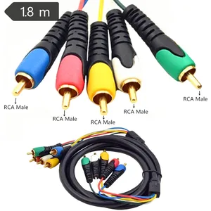 <span class=keywords><strong>Cable</strong></span> <span class=keywords><strong>AV</strong></span> Chapado en Oro de 1.8m con 5 Conectores RCA para HDTV, DVD, VCR, Reproductor de CD y Sistema de Cine en Casa, <span class=keywords><strong>Cable</strong></span> RCA de Audio/Video <span class=keywords><strong>RGB</strong></span> - Product Image 1