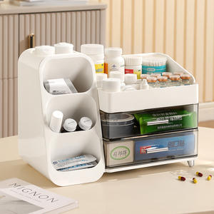 Boîte à médicaments en plastique pour la maison, type tiroir de rangement multicouche, boîte d'organisation transparente, grande capacité, étagère à médicaments de bureau - Product Image 2