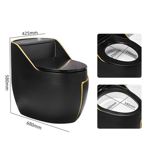 โถสุขภัณฑ์แบบชิ้นเดียว Abes รุ่น Gold Trim Splash Proof ท่อขนาดใหญ่ ประหยัดน้ำ - Product Image 4