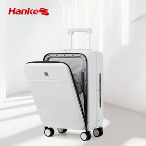 Hanke Aluminium Trolley Tsa Lock Mute Wielen Zakenreis Rollende Spinner Koffer Bagagesets