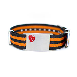 Braccialetto sportivo in nylon con cinturino identificativo in tessuto con cinturino identificativo di emergenza con piastra metallica - Product Image 4