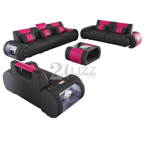 Sofá de lujo con cubierta de cuero para sala de estar, mueble Seccional de cuero rosa, multifuncional - Product Image 3