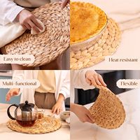 Sous-Assiettes en Jonc de Mer Nappes de Table Tissées pour Mariage, Dessous de Verre en Jacinthe d'Eau, Tapis de Table Rond pour Cuisine