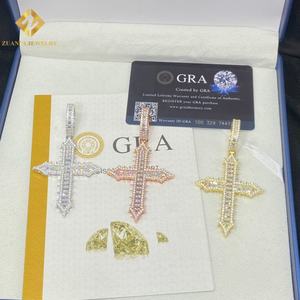 Nouveaux produits Pendentif en argent sterling 925 avec moissanite taille baguette Ice Out VVS, style Hip Hop, passe le testeur de diamant, GRA - Product Image 1