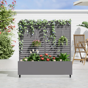Écran de confidentialité personnalisé pour l'extérieur avec jardinière Panneau de confidentialité en métal et lit de jardin surélevé pour jardin, patio, piscine et bain à remous Noir - Product Image 4