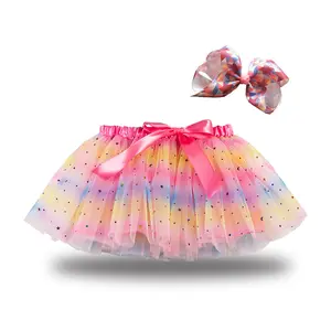 Kız dantel Tutu yay fırfır elbise prenses bebek katmanlı kek örgü pembe elbise Toddler yaz kolsuz parti akşam balo elbisesi