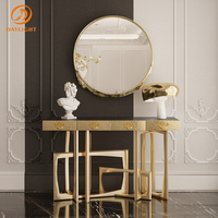 Table console de designer antique unique à prix de gros, en métal doré poli, faite à la main, meuble classique pour salon