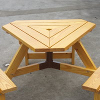 Nouveau Triangle Table Ensemble Table En Bois Table De Pique-Nique En Plein Air avec Bancs Trois Chaises En Bois Jardin Rue Mobilier Café Bureaux Chaise