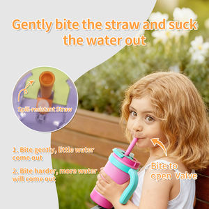 HOUROFFER 420 Vaso Aislado al Vacío de Acero Inoxidable de 600 ml para Niños con Asa y Pajita para Personalización al por Mayor - Product Image 3