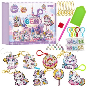Dessin animé sirène <span class=keywords><strong>licorne</strong></span> crème glacée <span class=keywords><strong>diamant</strong></span> porte-clés peintures colorées sur porte-clés en métal - Product Image 3