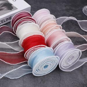 <span class=keywords><strong>Ruban</strong></span> en dentelle 4 cm 100 % nylon lavable à motif floral, nœud en queue de poisson perlé, fait main, pour décoration de gâteaux DIY, mariage et fête - Product Image 1