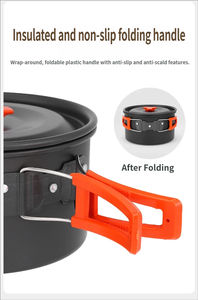 Ensemble de cuisine portable pour le camping en plein air, 4-5L, poêles antiadhésives anodisées avec couvercle pour cuisinière à gaz - Product Image 3